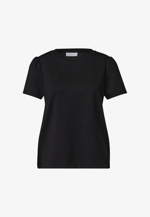 Street One Studio, SOLID-COLOR T-SHIRT WITH GATHERED DETAIL - T-shirt basique - black