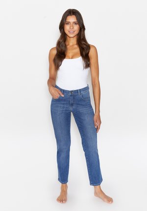 5-POCKET-JEANS 'DARLEEN CROP' MIT LOGO-APPLIKATION - Slim fit jeans - blau