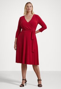 Lauren Ralph Lauren Woman SURPLICE JERSEY DRESS - Φόρεμα από ζέρσεϊ - festive red