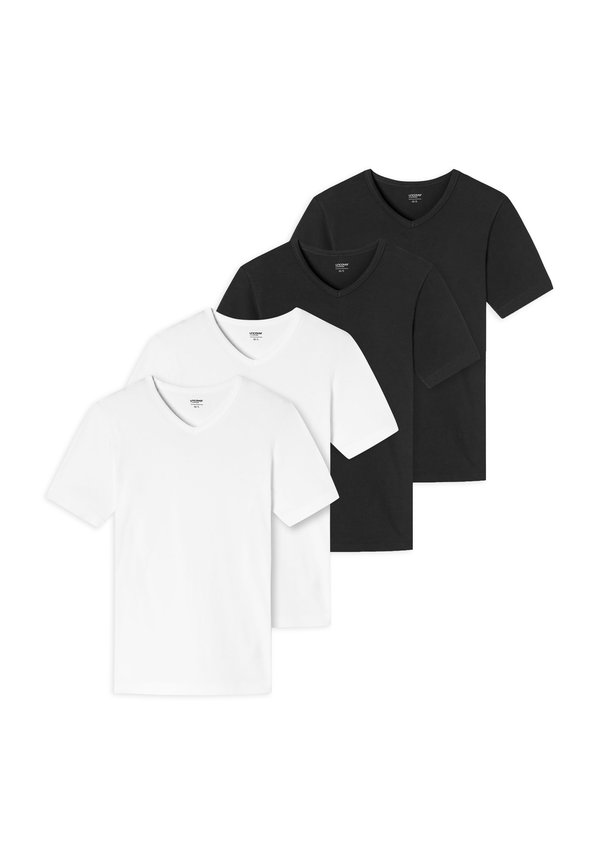 4ER PACK V AUSSCHNITT - Basic T-shirt - schwarz weiß