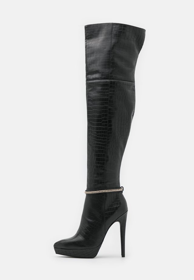 LEATHER - Højhælede støvler - black