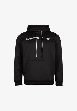 Felpa con cappuccio nera realizzata in tessuto liscio, con tasca a marsupio, cordini bianchi e logo O'Neill bianco sul petto.