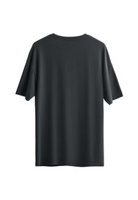 T-shirt nera a maniche corte con scollo rotondo, realizzata in tessuto morbido e strutturato. Presenta un logo discreto sulla parte posteriore vicino al colletto.