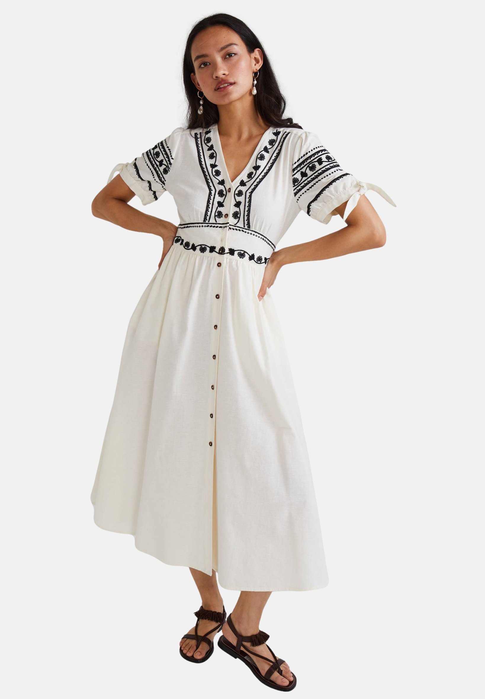 Monoprix Robe chemise ecru/écru