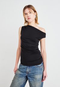 Weekday HERA DRAPE  - Lihtne T-särk - black