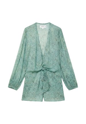 PULL&BEAR, PRINTED GATHERED - PLAYSUIT - Combinaison - turquoise