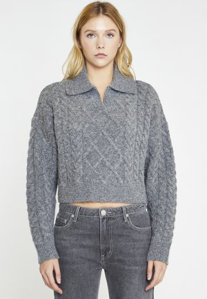MARL COLLARED CABLE - Maglione - dark grey marl
