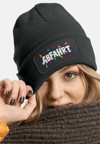 MoonWorks MIT PATCH SPRUCH AUFDRUCK LUSTIG - Beanie - dunkelgrau