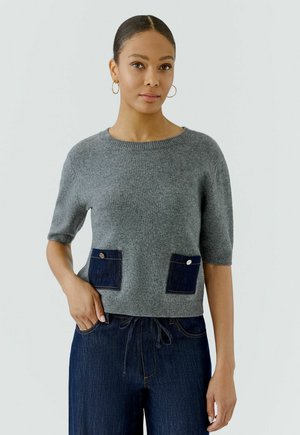 Oui, PULLOVER - Print T-shirt - grey