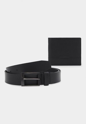 LEATHER SET WALLET & BELT - Peněženka - black