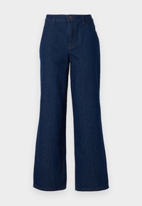 JDYSALLY STITCH - Široke nogavice - dark blue denim