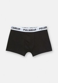 Fekete boxernadrág fehér derékpánttal, amelyen fekete "PULL&BEAR" logó található. Simább, rugalmas anyagból készült.