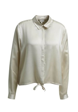 MILANO ITALY, CROPPED BLOUSE WITH DRAWSTRING AT HEM 1/1 SLEEVE - Blouse - cream