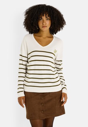 LOOSE À RAYURES - Jersey de punto - kaki