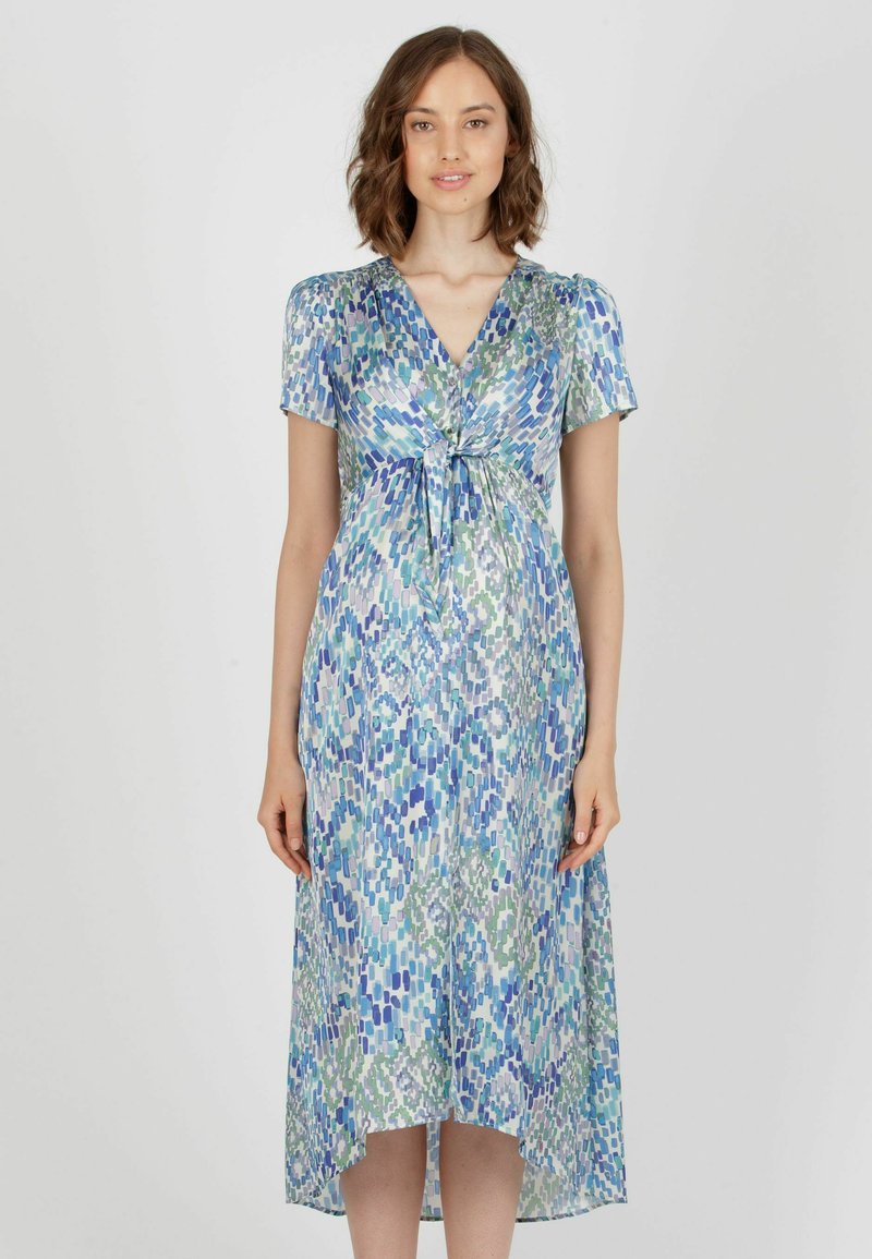 Robe De Grossesse Et Allaitement ATTESA Sofia - Rayée, Volants, En Viscose Légère, Couleur Blanc