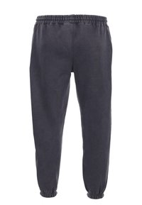 Mørkegrå sweatpants lavet af blødt bomuldsblandingsmateriale, med elastisk talje og manchetter, samt et enkelt, lige ben-design.