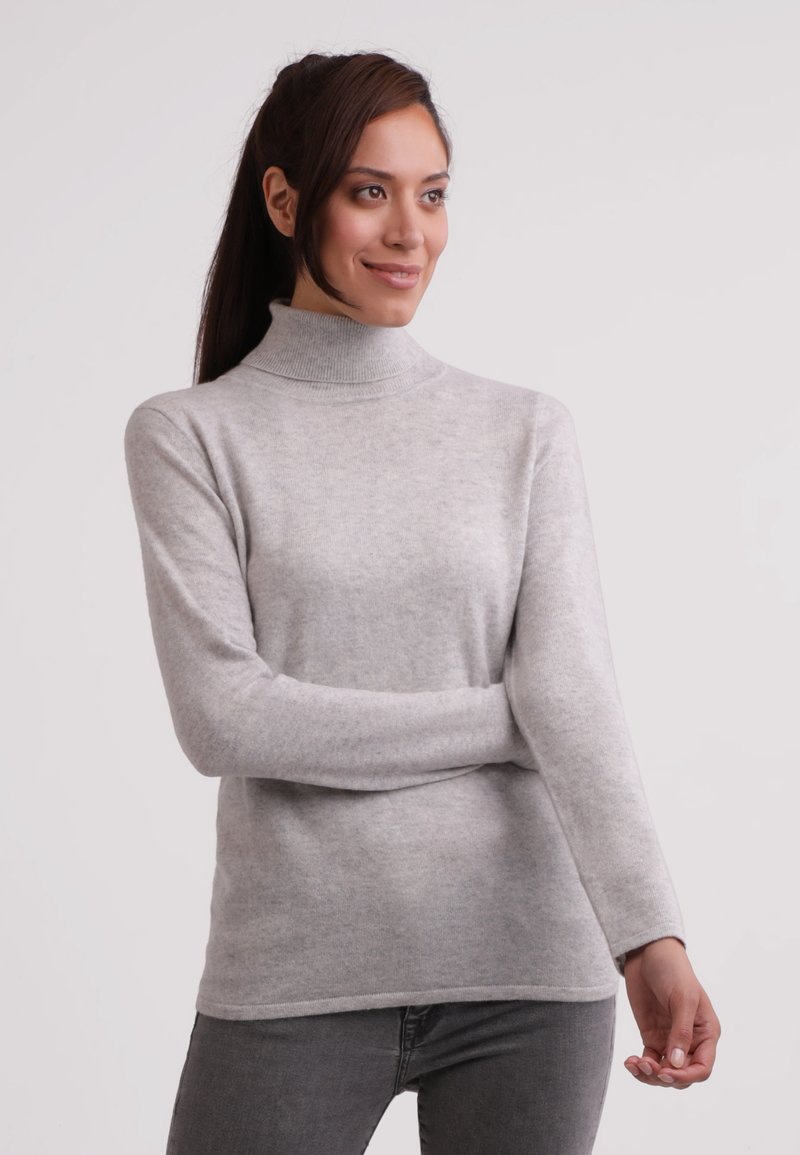 CASH-MERE CASH-MERE ROLLKRAGEN PULLOVER - Strickpullover - hellgrau