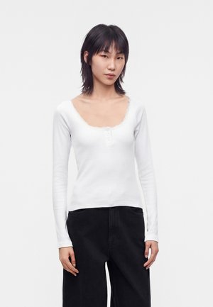 Noisy May NMMAYA HENLEY - T-shirt à manches longues - bright white
