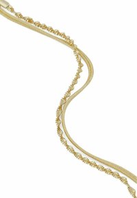Guldhalsband med två sammanflätade kedjor: en med en slät, rund form och en annan med zick-zack-accenter för textur.
