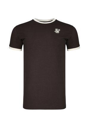 SIKSILK, STRIPE RINGER - T-shirt imprimé - brown/ecru