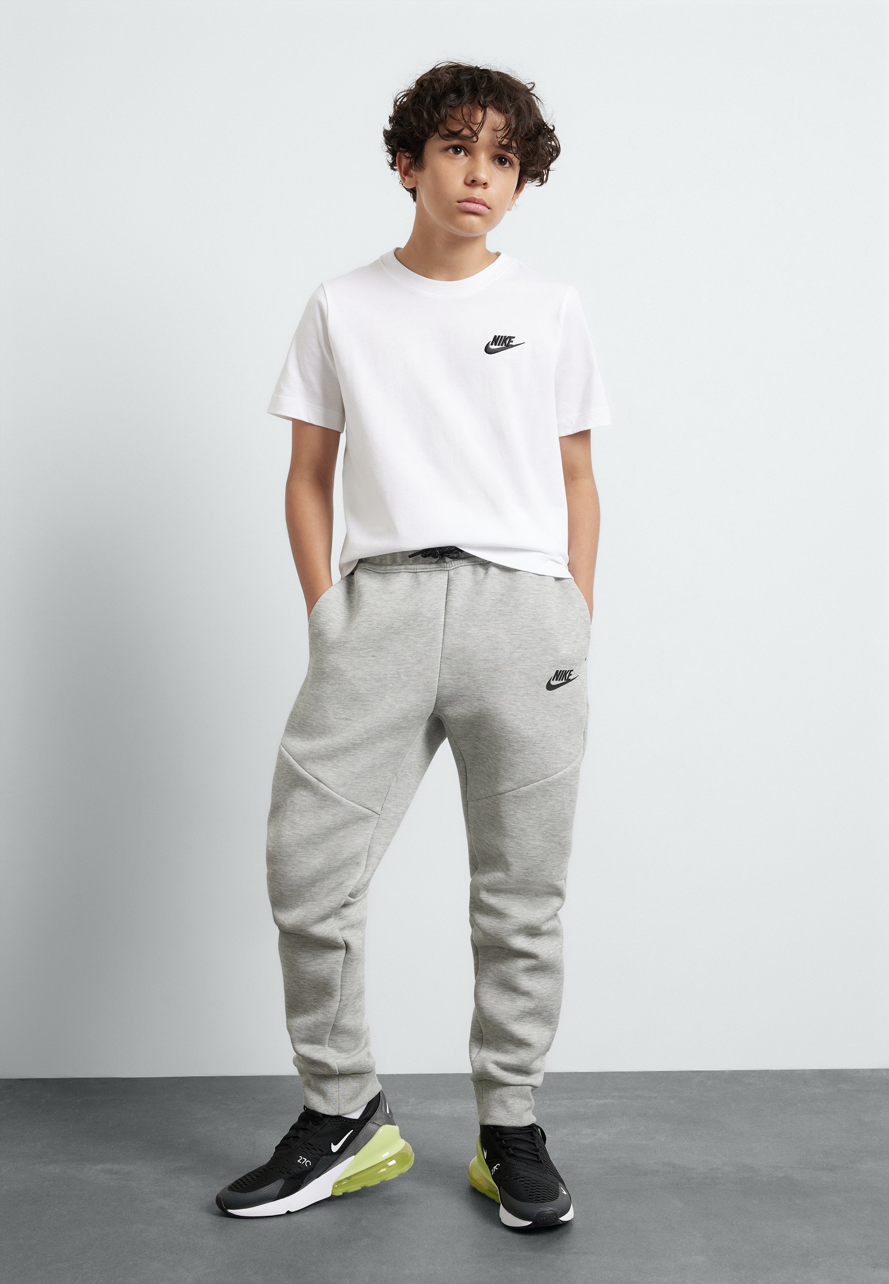 grey nike sweatpants black logo