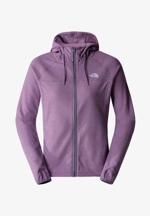 Fioletowy hoodie na zamek błyskawiczny z teksturowanym wykończeniem, regulowanym kapturem i dopasowanymi rękawami. Posiada logo na górnej lewej stronie klatki piersiowej oraz szary zamek.