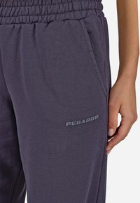 Γκρι παντελόνι φόρμας από απαλό ύφασμα, με πλαϊνές τσέπες, ελαστική μέση και μικρό λογότυπο "PEGADOR".