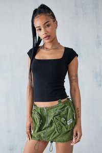 BDG Urban Outfitters ORLA SQUARE NECK - Základné tričko - black