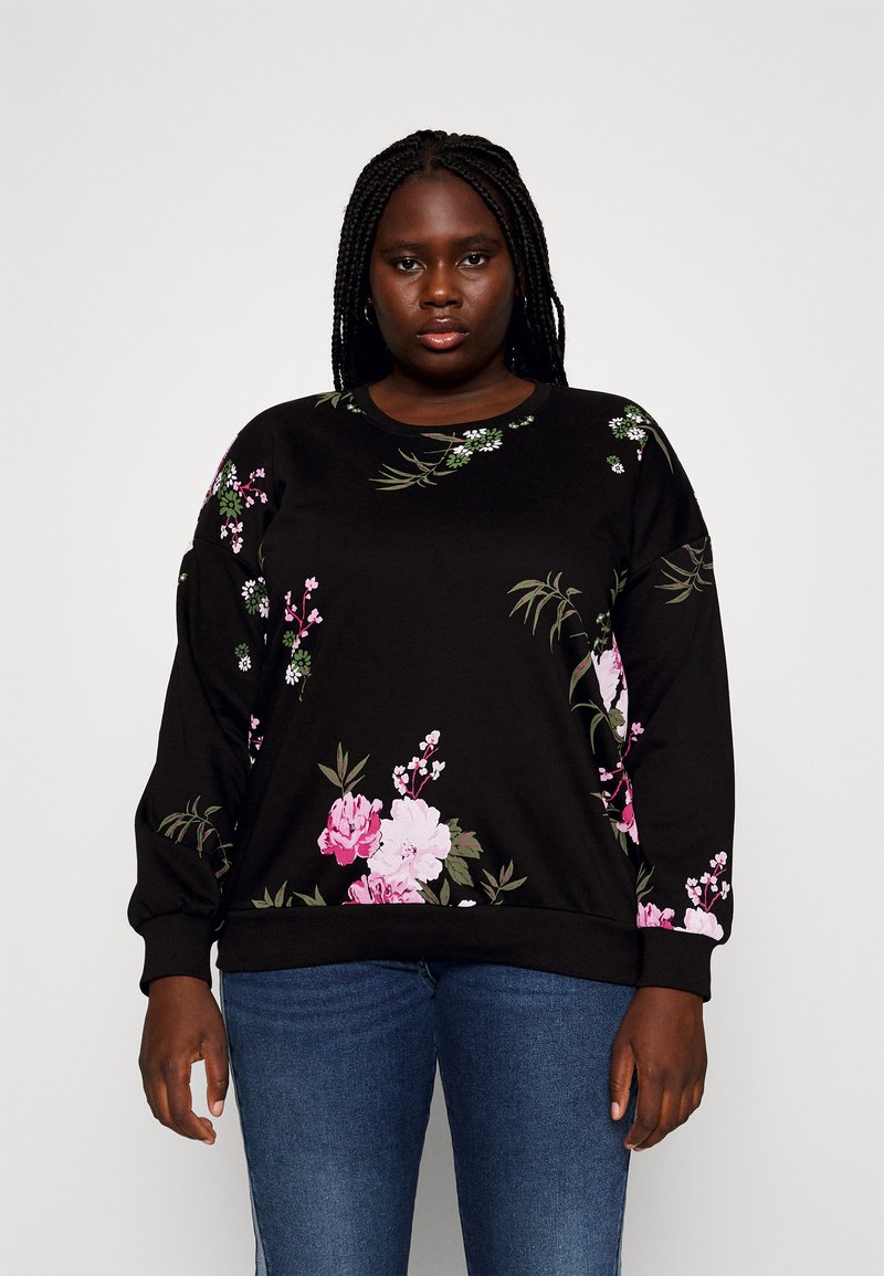 ONLY Carmakoma CARWANTED FLOWERS - Camisola - black