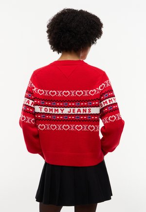 Tommy Jeans, FESTIVE PURE WOOL FAIR ISLE JUMPER - Пуловер - lavish red
