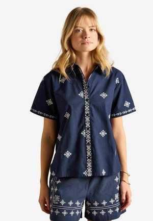 Blúzka so zapínaním na gombíky - navy