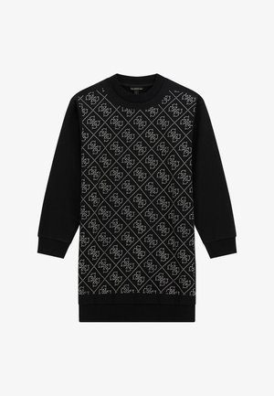 Črna majica obleka z dolgimi rokavi, ki na sprednji strani vsebuje diamantski vzorec iz srebrnih žebljičkov, medtem ko je hrbtna stran enobarvno črna.