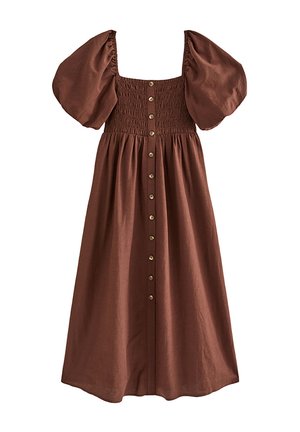 New Look, BUTTON MILKMAID MIDI DRESS - Vestido informal - dark brown