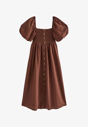 New Look, BUTTON MILKMAID MIDI DRESS - Vestido informal - dark brown