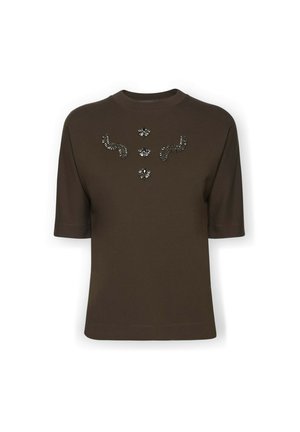 Elena Mirò, FELPA MANICHE CORTE CON RICAMO - T-shirts print - verde militare