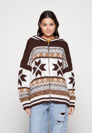 NORDIC ZIP HOODIE - Cardigan - chocolate