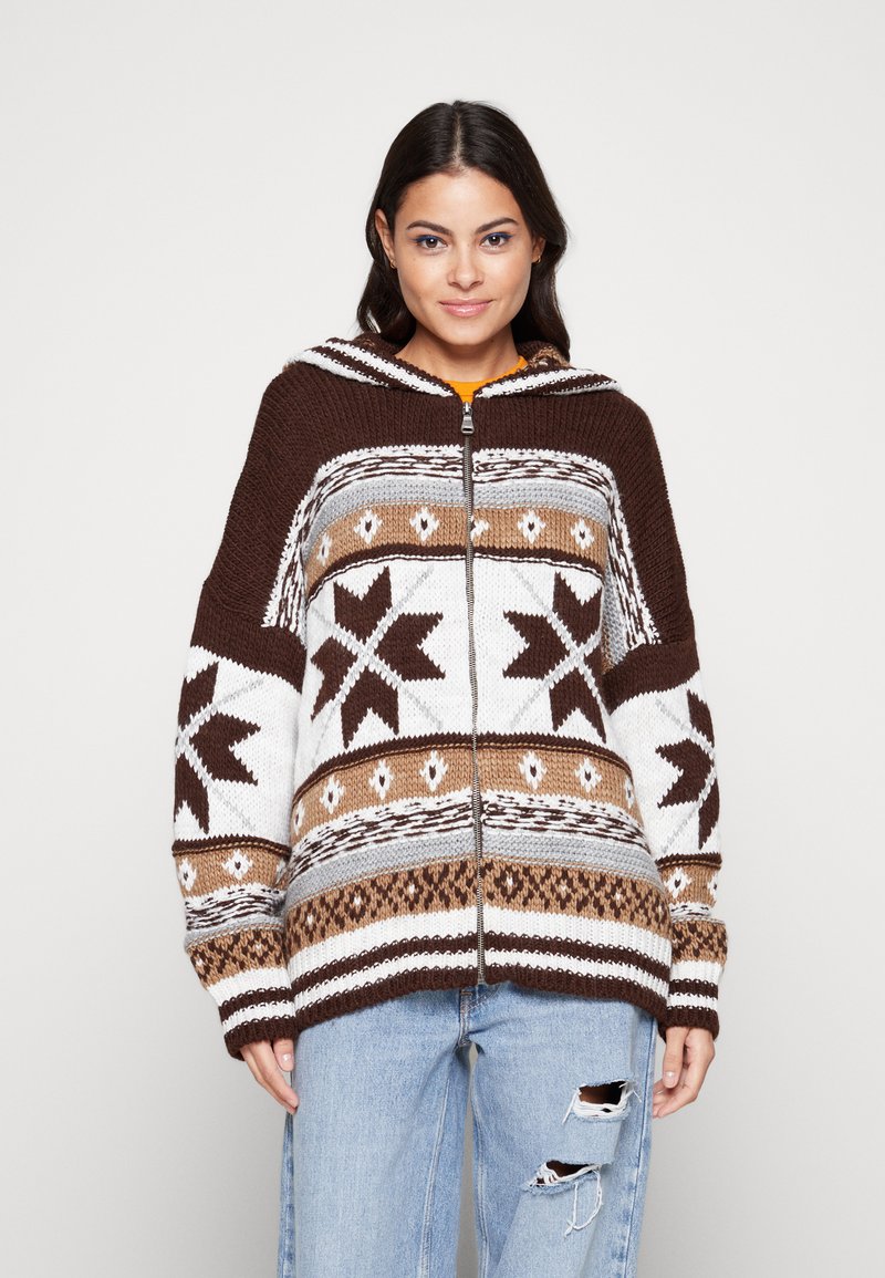 BDG Urban Outfitters NORDIC ZIP HOODIE Cardigan chocolate/brown