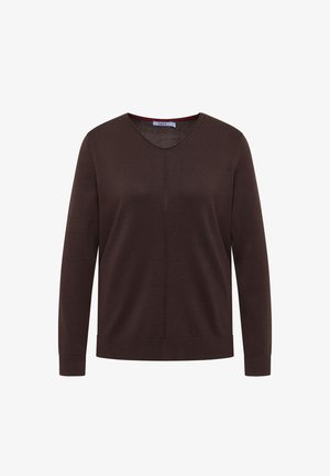Cecil, BASIC PULLOVER MIT V-NECK IN UNIFARBE - Striktrøje - truffle brown