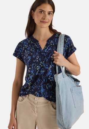Cecil, T-SHIRT MIT SPLIT NECK UND PRINT - Camiseta estampada - urban dark blue