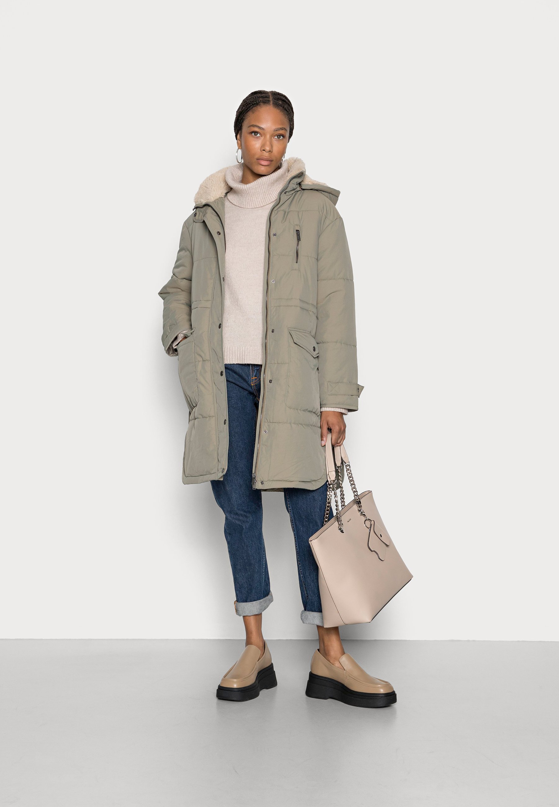 khaki winter coat