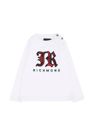 Witte lange mouwen shirt met een rood geblokt "JR" logo en de tekst "RICHMOND". Inclusief zwarte knopenaccenten op de schouder.