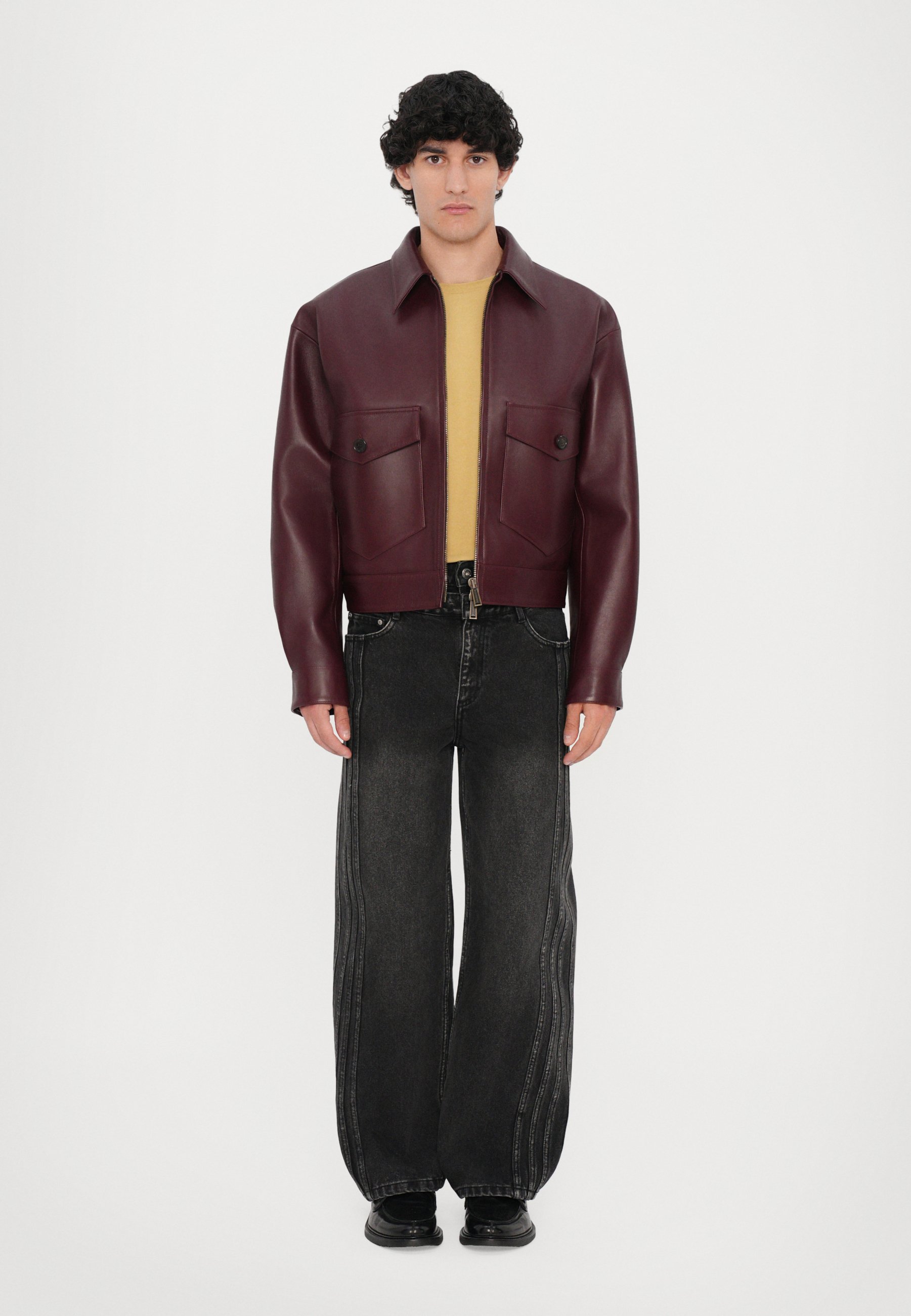 Dsquared2 BLOUSON - Leather jacket - bordeaux - Zalando