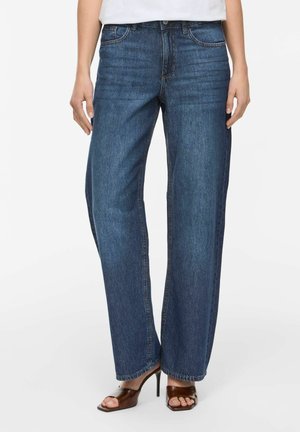 VILA WIDE FIT JEANS VIPALMA MID-WAIST - Jeans Straight Leg - dark blue denim