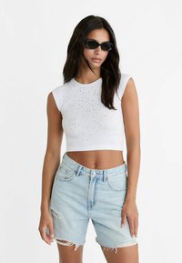 Stradivarius STUDDED WITH SLEEVES - Top - white