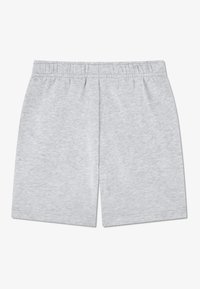 Grå bomulds atletikshorts med elastisk talje, der har en glat tekstur og et afslappet, lige ben-design. Ingen lommer.