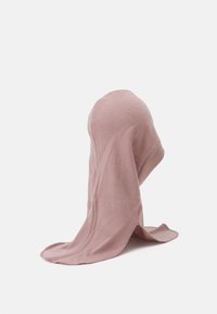 Balaclava in un morbido e leggero tessuto color rosa polveroso, con design aderente e bordi senza cuciture per il massimo comfort e copertura.