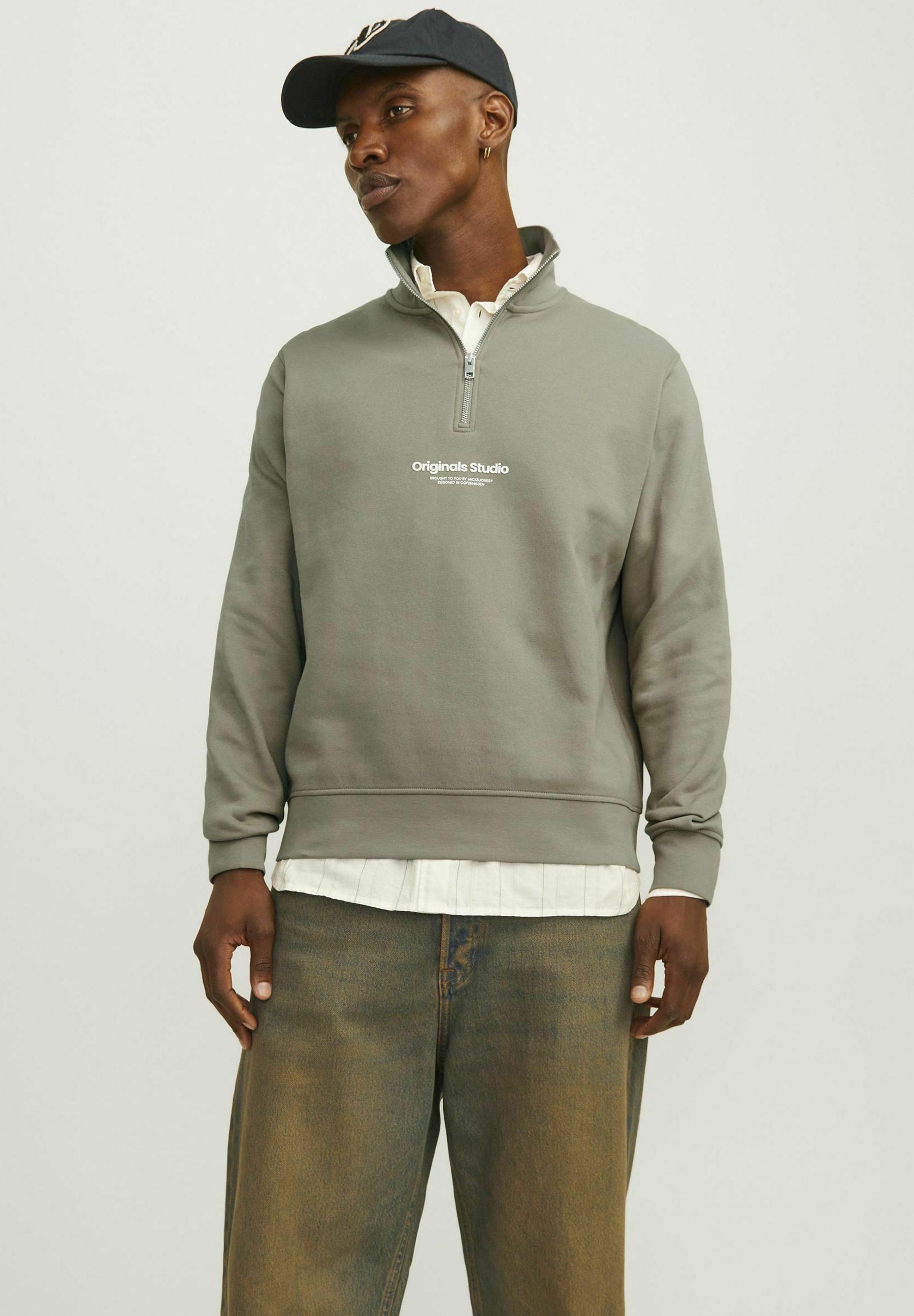 JACK & JONES Jorvesterbro Fleece Quarter Zip Noos Maglia di Tuta, Asfalto, S Uomo