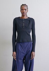 A.W.A.K.E. MODE DOUBLE EFFECT WITH HALF BUTTON CLOSURE - Μπλούζα με μακριά μανίκια - black