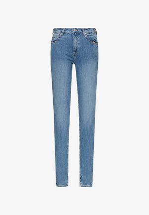 Helle blaue Skinny-Jeans aus Denim, mit einem klassischen Fünf-Taschen-Design und einem Reißverschluss mit Knopfverschluss.