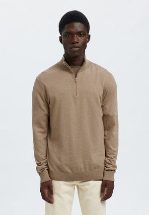 Selected, SLHBERG HALF ZIP - Pullover - savannah tan melange
